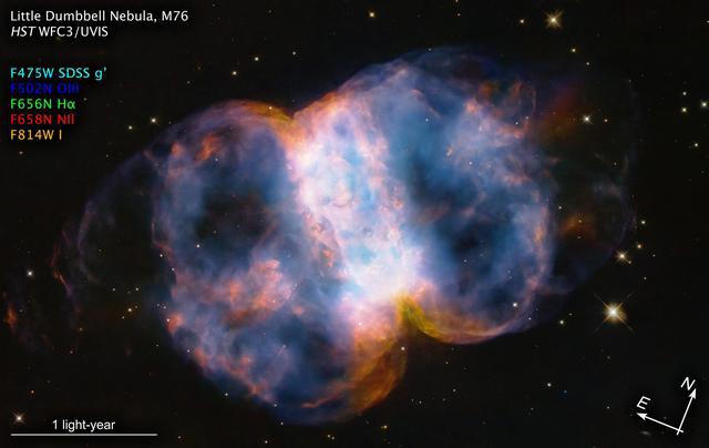 哈勃望远镜团队发布壮观的小哑铃星云景象庆祝航天器在轨34周年(图2)