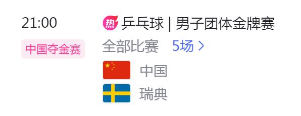 威廉希尔2024巴黎奥运会乒乓球男团决赛中国vs瑞典直播观看入口(图1)