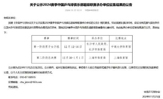 2024乒超总决赛上海举行(图1)